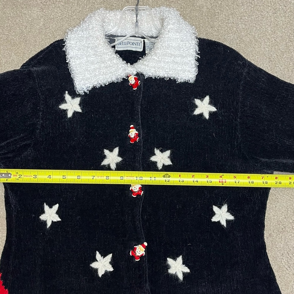 BellePointe Christmas Fuzzy Cardigan with Santa Face on Back - Picture 8 of 10